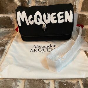 Alexander McQueen Black Graffiti Skull Bag